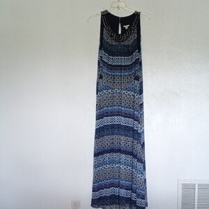 Navy Patterned sleeveless plus size 18/20W Maxi Dress